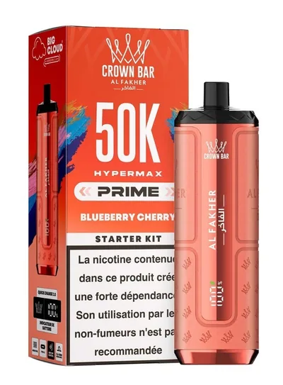 Puff Hypermax Prime 50K Crown Bar Al Fakher - Blueberry Cherry - 6 mg