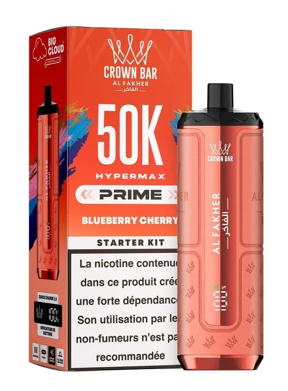 Puff Hypermax Prime 50K Crown Bar Al Fakher - Blueberry Cherry - 6 mg