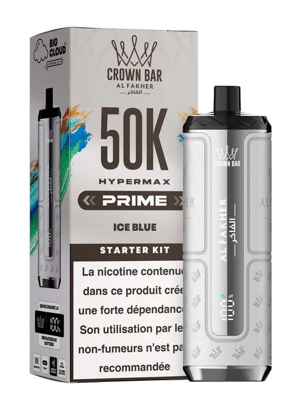 Puff Hypermax Prime 50K Crown Bar Al Fakher - Ice Blue - 6 mg