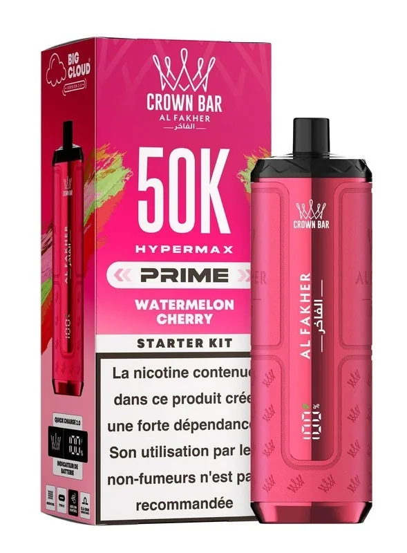 Puff Hypermax Prime 50K Crown Bar Al Fakher - Watermelon Cherry - 6 mg