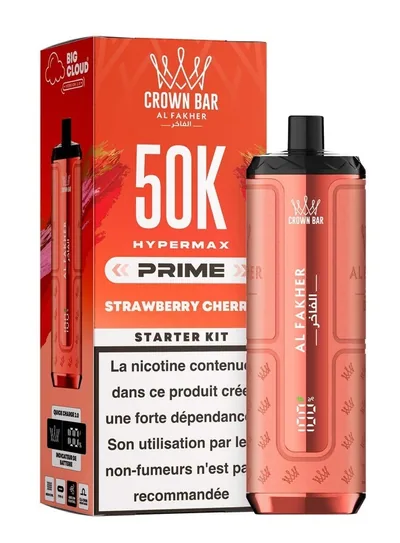 Puff Hypermax Prime 50K Crown Bar Al Fakher - Strawberry Cherry - 6 mg
