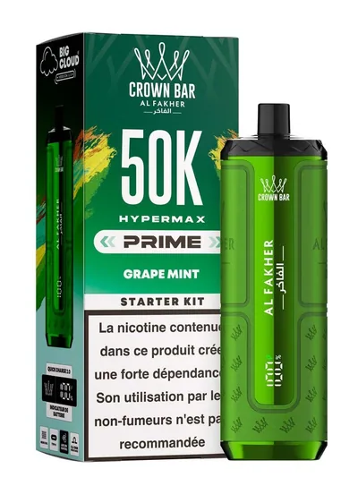 Puff Hypermax Prime 50K Crown Bar Al Fakher - Grape Mint - 6 mg