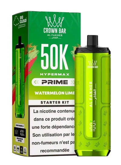 Puff Hypermax Prime 50K Crown Bar Al Fakher - Watermelon Lime - 6 mg