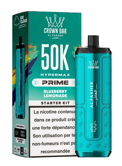 Puff Hypermax Prime 50K Crown Bar Al Fakher - Blueberry Lemonade - 6 mg