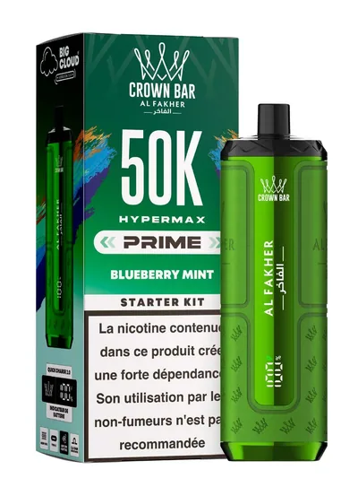 Puff Hypermax Prime 50K Crown Bar Al Fakher - Blueberry Mint - 6 mg