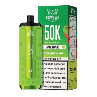 Puff Hypermax Prime 50K Crown Bar Al Fakher - Watermelon kiwi - 6 mg