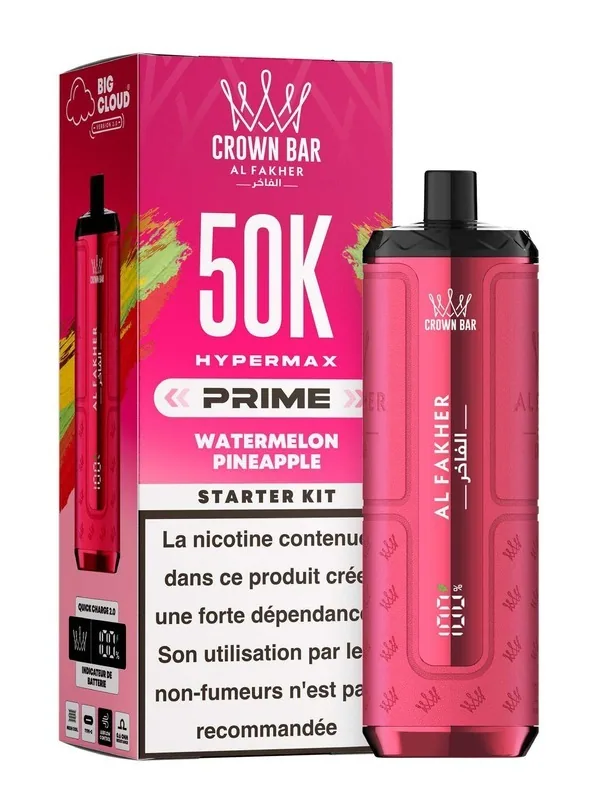 Puff Hypermax Prime 50K Crown Bar Al Fakher - Watermelon Pineapple - 6 mg
