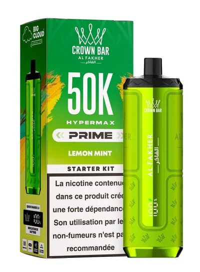 Puff Hypermax Prime 50K Crown Bar Al Fakher - Lemon Mint - 6 mg