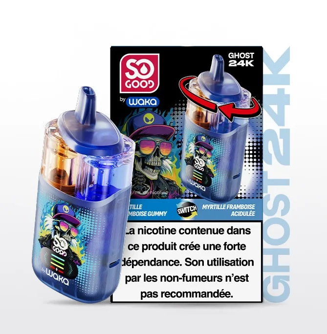 Puff So Good Ghost 24k Myrtille Framboise Acidulée et Myrtille Framboise Gummy - 18 mg