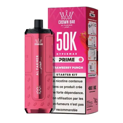 Puff Hypermax Prime 50K Crown Bar Al Fakher - Strawberry Punch - 6 mg