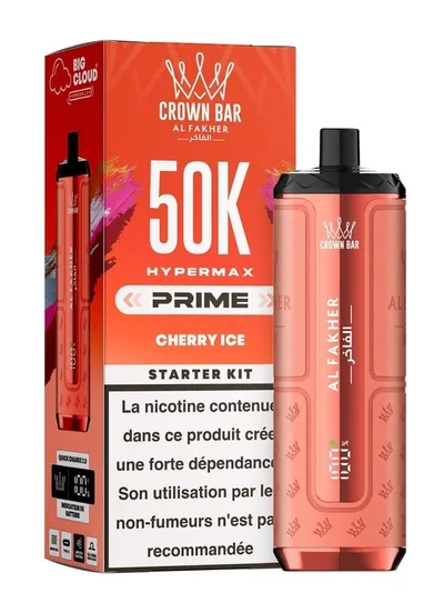 Puff Hypermax Prime 50K Crown Bar Al Fakher - Cherry Ice - 6 mg