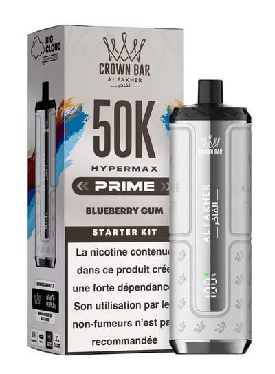 Puff Hypermax Prime 50K Crown Bar Al Fakher - Blueberry Gum - 6 mg