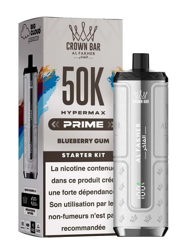 Puff Hypermax Prime 50K Crown Bar Al Fakher - Blueberry Gum - 6 mg