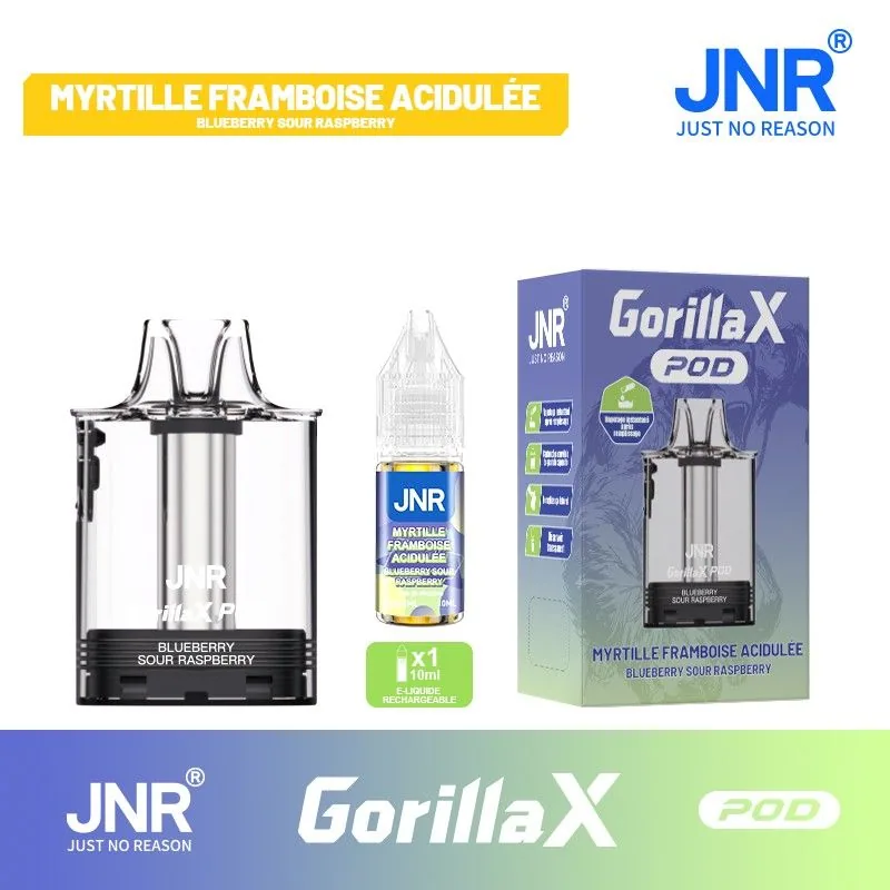 Cartouche Gorilla X + 1x10ml - JNR - Blueberry Sour Raspberry - 20 mg