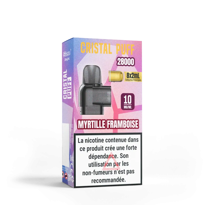 Cartouche Cristal Puff 28K (x8) -, Myrtille Framboise - sans nicotine