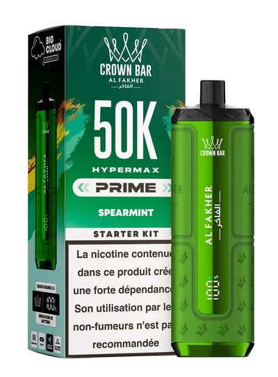 Puff Hypermax Prime 50K Crown Bar Al Fakher - Spearmint - 6 mg