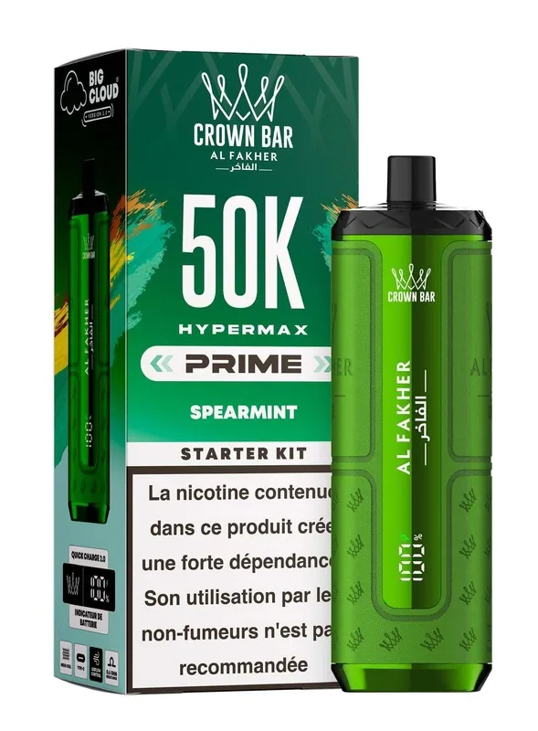 Puff Hypermax Prime 50K Crown Bar Al Fakher - Spearmint - 6 mg