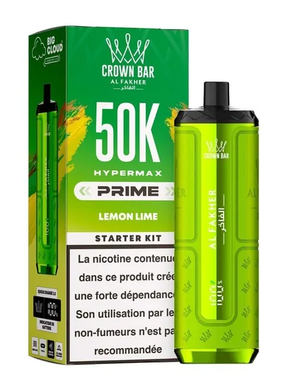 Puff Hypermax Prime 50K Crown Bar Al Fakher - Lemon Lime - 6 mg