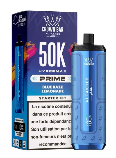 Puff Hypermax Prime 50K Crown Bar Al Fakher - Blue Razz Lemonade - 6 mg