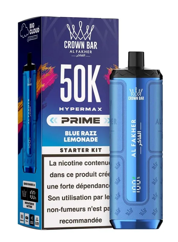 Puff Hypermax Prime 50K Crown Bar Al Fakher - Blue Razz Lemonade - 6 mg